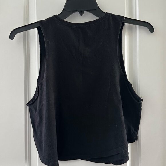 Rebellious Crop Tank Top With Paris Milan New York Print Black Cotton Sleeveless - Picture 2 of 5